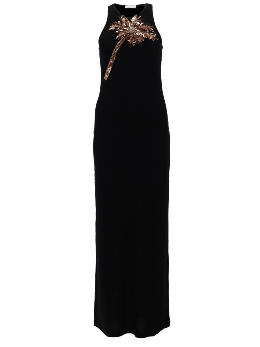 Black Embellished Round Neck Maxi Dress 1