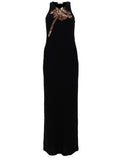 Black Embellished Round Neck Maxi Dress 1