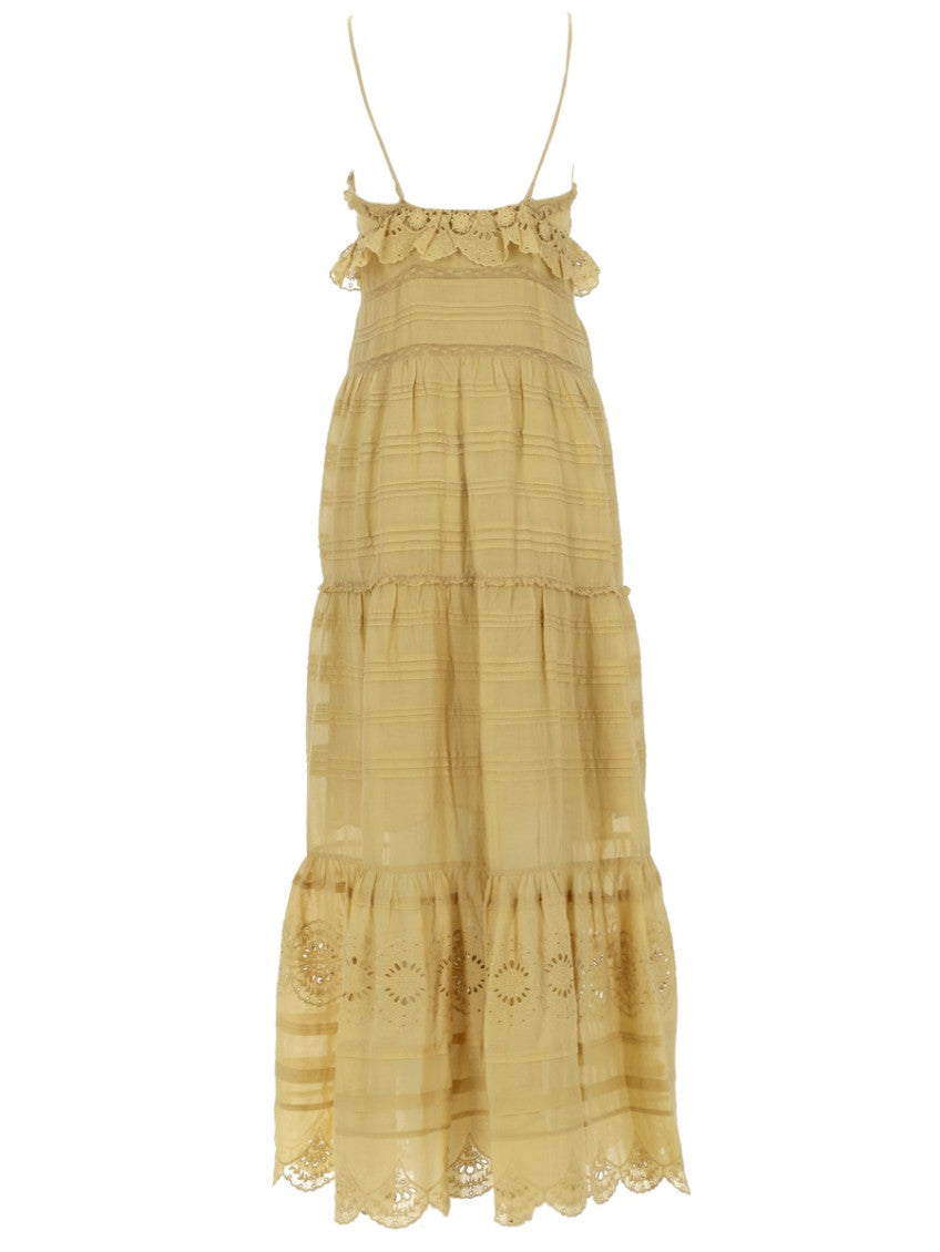 Yellow Embroidered Square Neck Maxi Dress 2