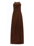 Brown Halter Neck Maxi Dress 1