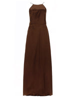 Brown Halter Neck Maxi Dress 1