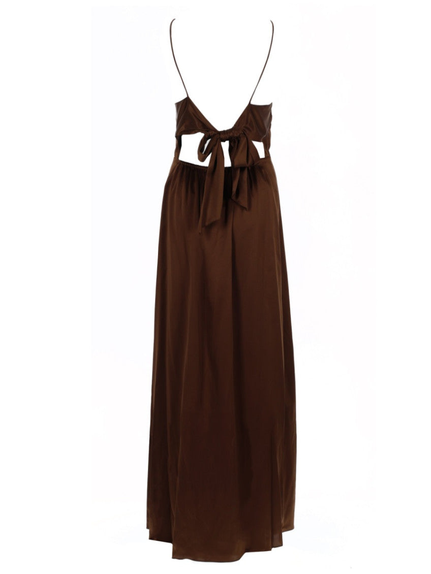 Brown Halter Neck Maxi Dress 2