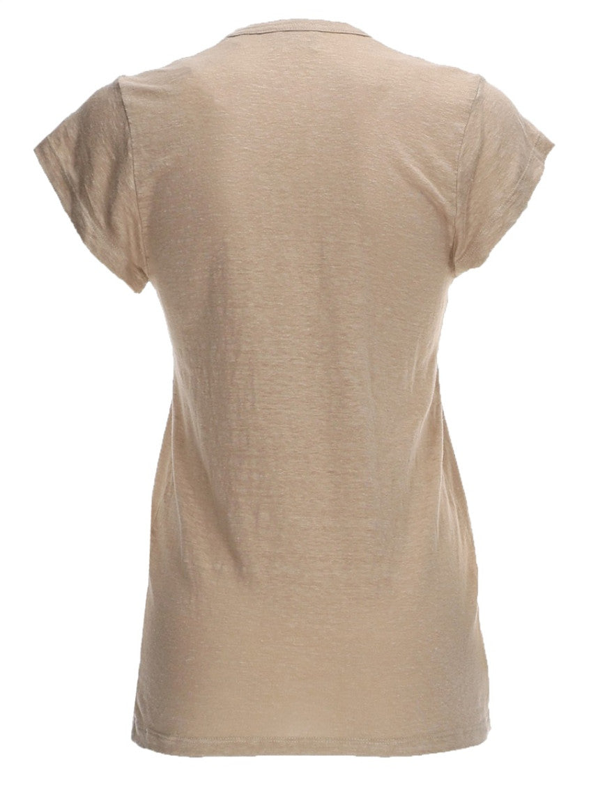 Beige Solid Round Neck T-Shirt 2