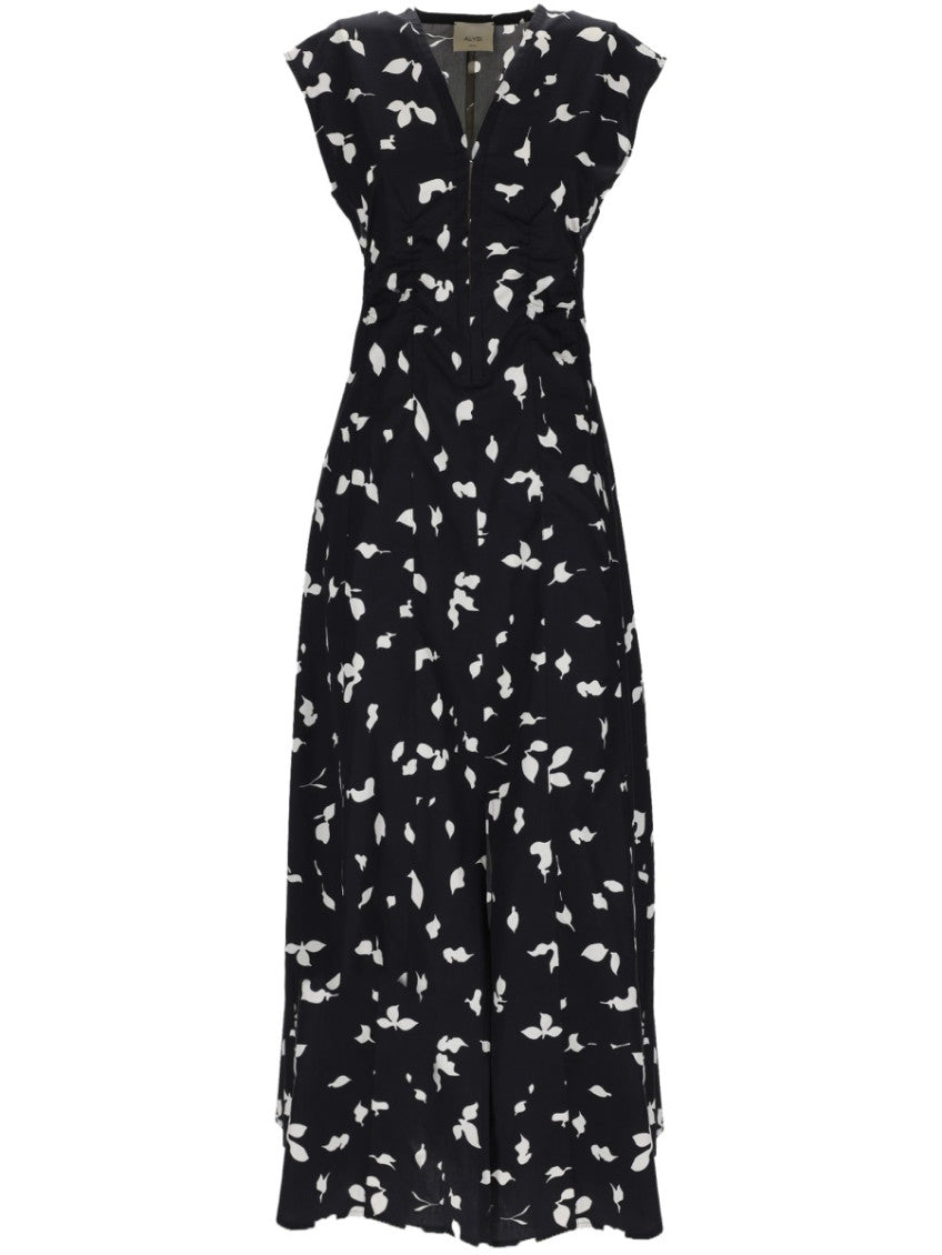 Black Printed V Neck Maxi Dress 1