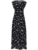 Black Printed V Neck Maxi Dress 1