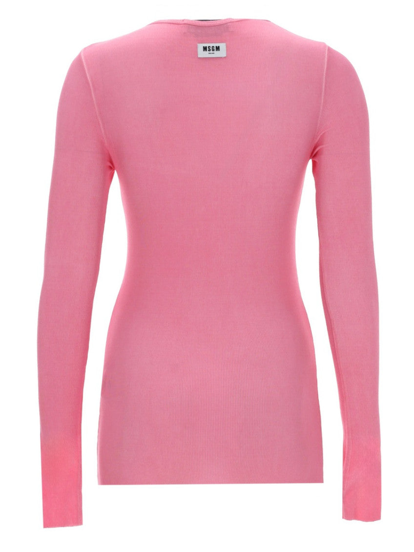 Pink Solid Round Neck T-Shirt 2