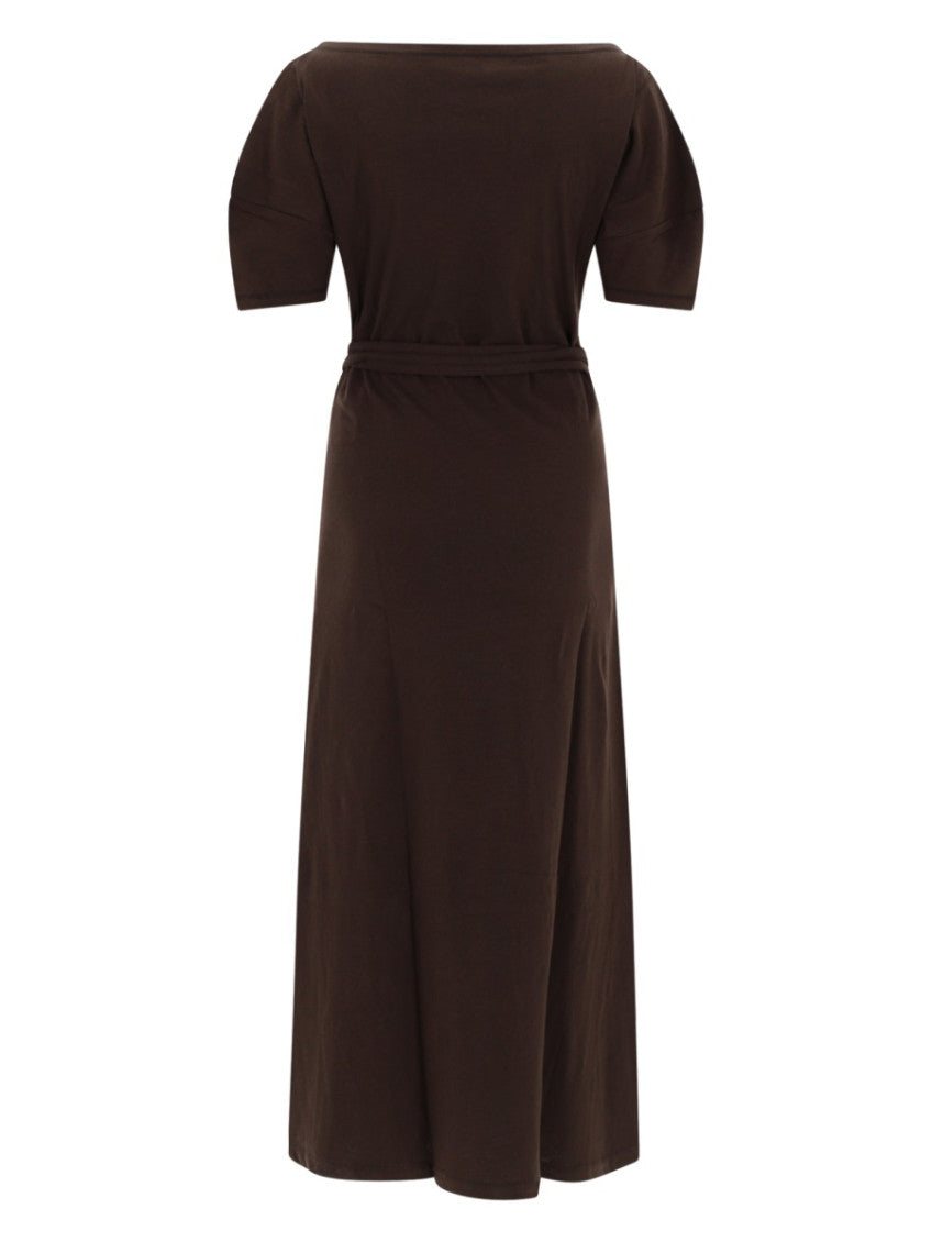 Brown Boat Neck Midi Dress 3