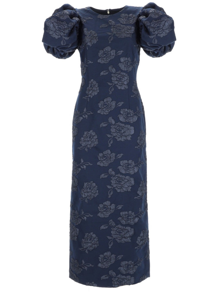 Blue Floral Round Neck Maxi Dress 1