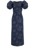 Blue Floral Round Neck Maxi Dress 1
