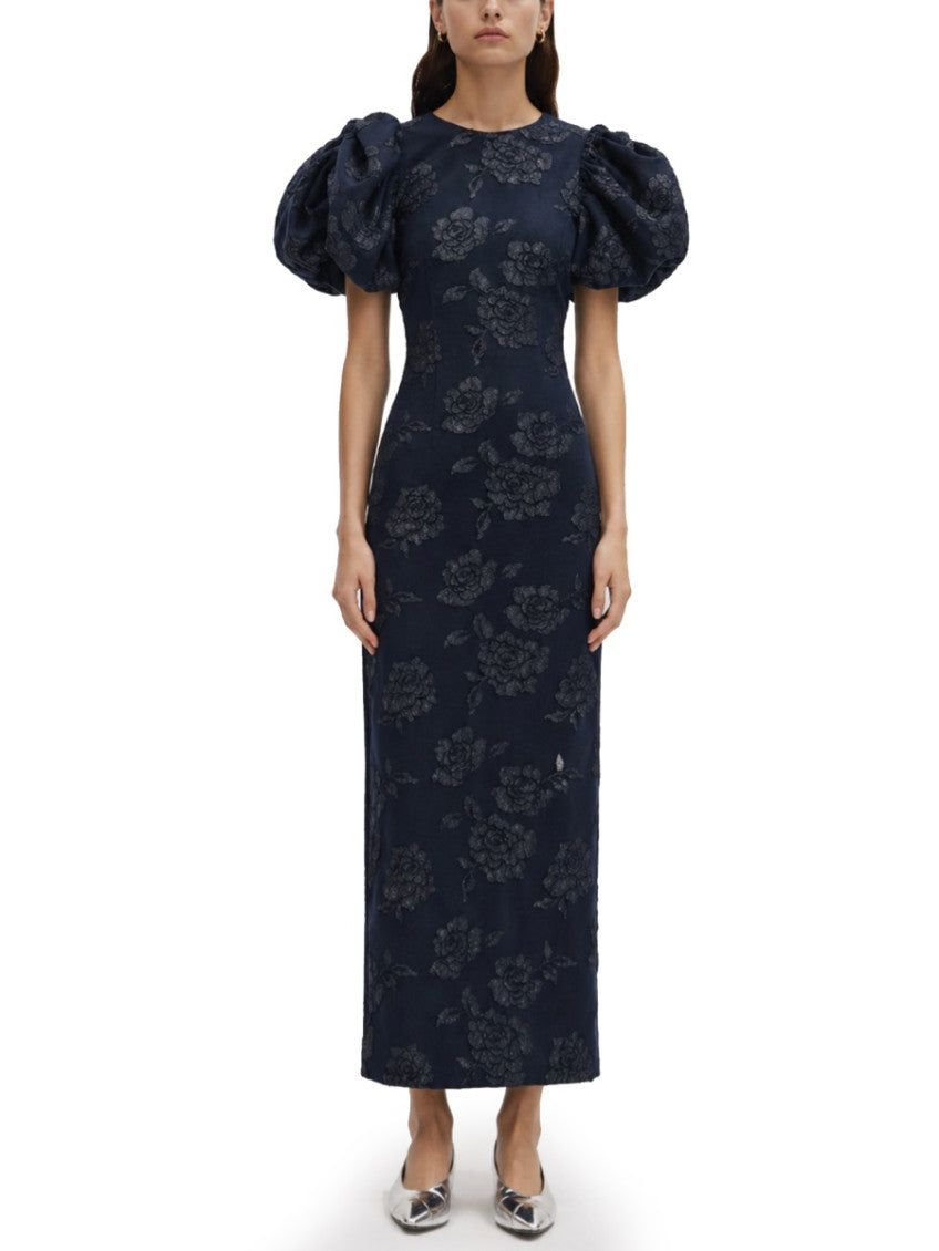 Blue Floral Round Neck Maxi Dress 2