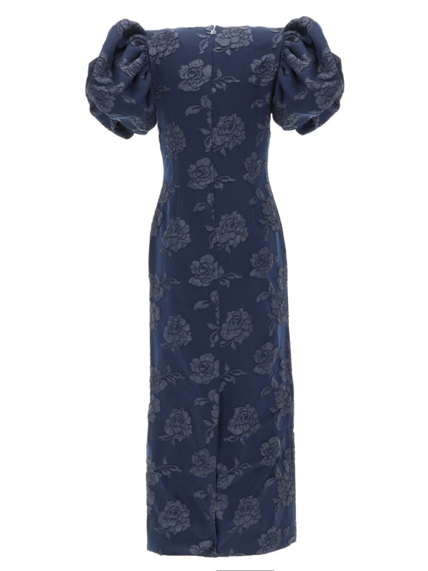 Blue Floral Round Neck Maxi Dress 3