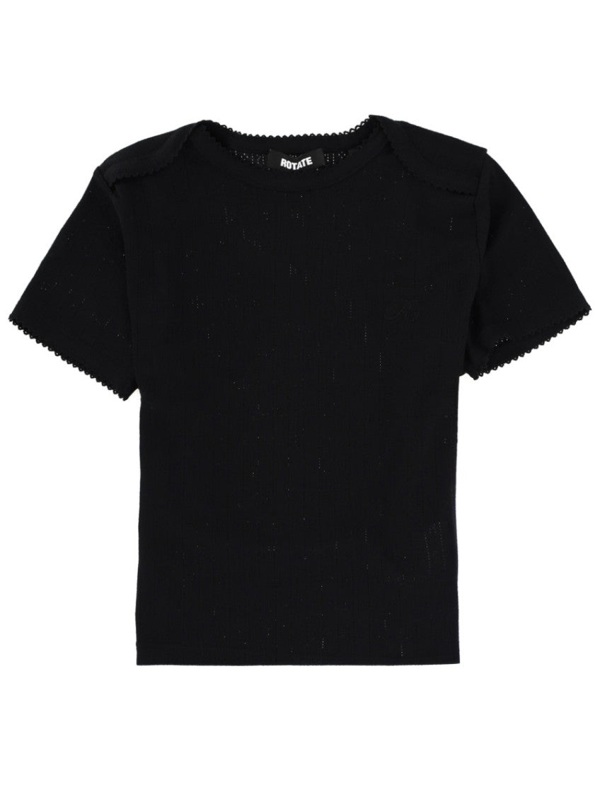 Black Textured Crew Neck T-Shirt 1