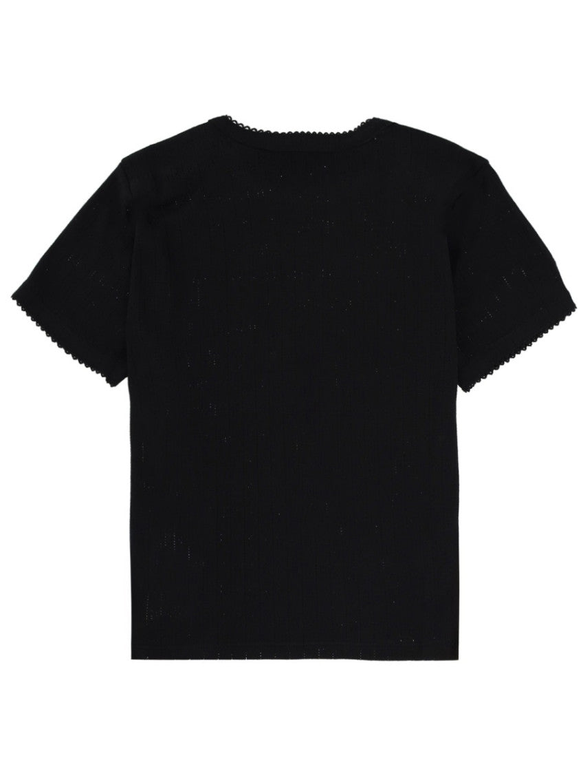Black Textured Crew Neck T-Shirt 2