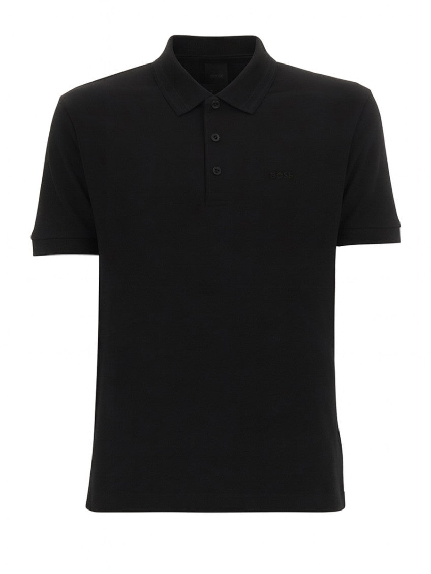Black Solid Shirt Collar Polo 1