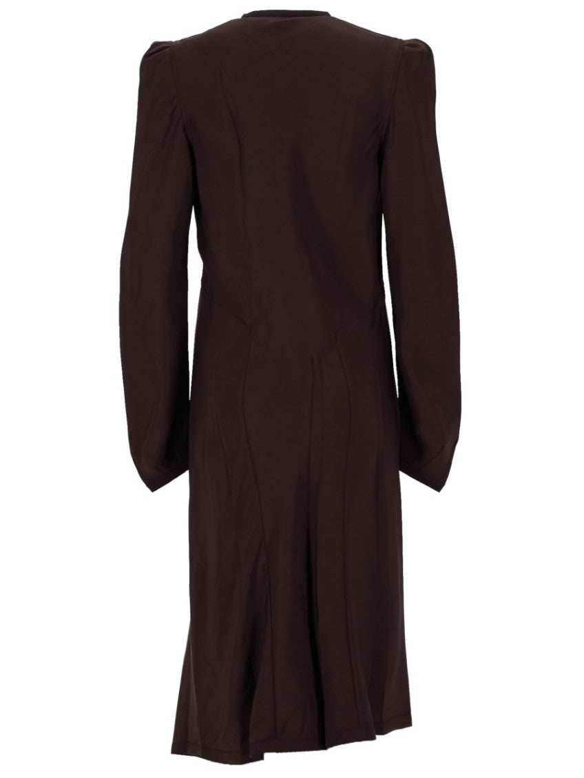 Brown Round Neck Midi Dress 2