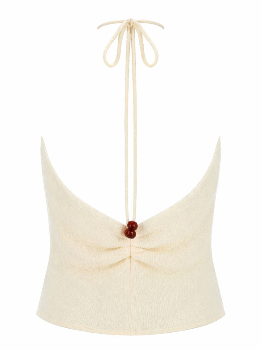 White Solid Halter Neck Top 2