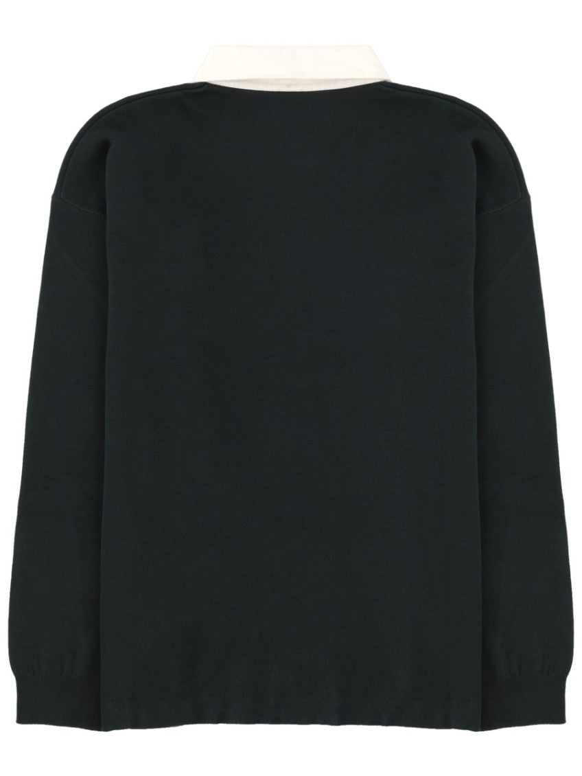 Dark Green Solid Shirt Collar Polo 2