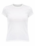 White Solid Crew Neck T-Shirt 1