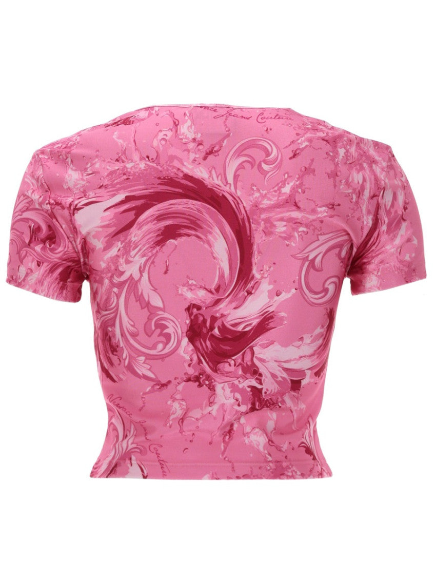Pink Printed Round Neck T-Shirt 2