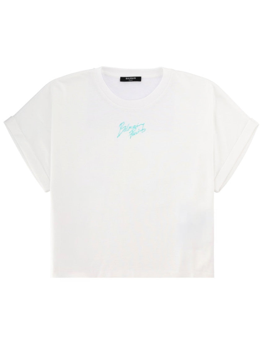 White Logo Crew Neck T-Shirt 1