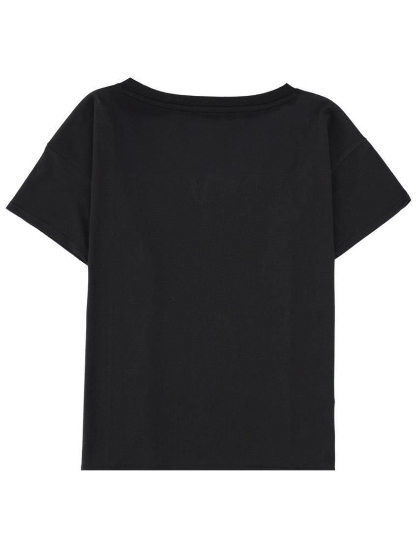Black Solid Round Neck T-Shirt 2