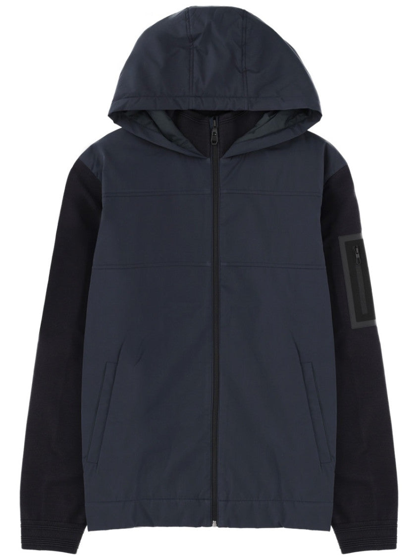 Dark Blue Solid Hood Jacket 1