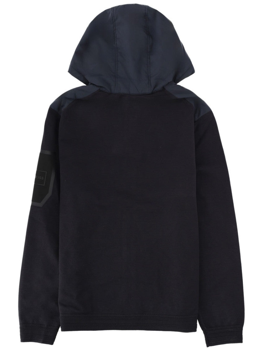 Dark Blue Solid Hood Jacket 2