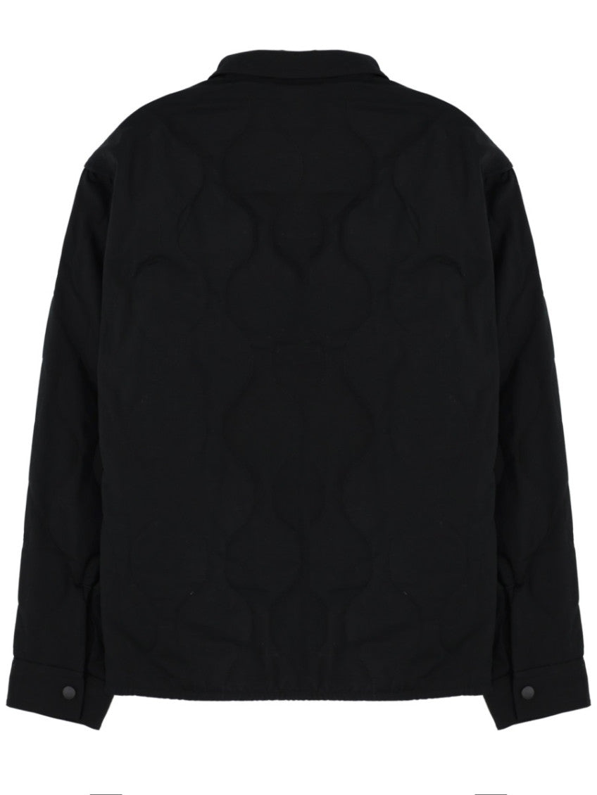 Black Solid Shirt Collar Jacket 2