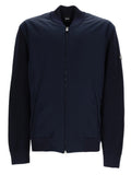 Navy Blue Solid Mock Collar Jacket 1