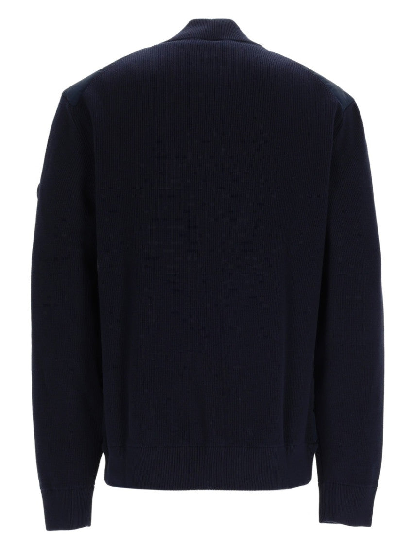 Navy Blue Solid Mock Collar Jacket 2