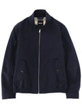 Dark Blue Solid Band Collar Jacket 1