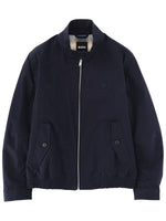 Dark Blue Solid Band Collar Jacket 1