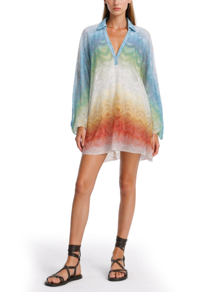 Multicolor Printed V Neck Mini Dress 2