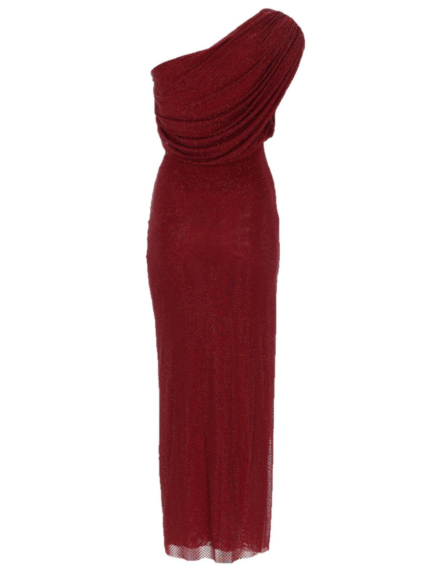 Red Embellished One Shoulder Midi Dress 2