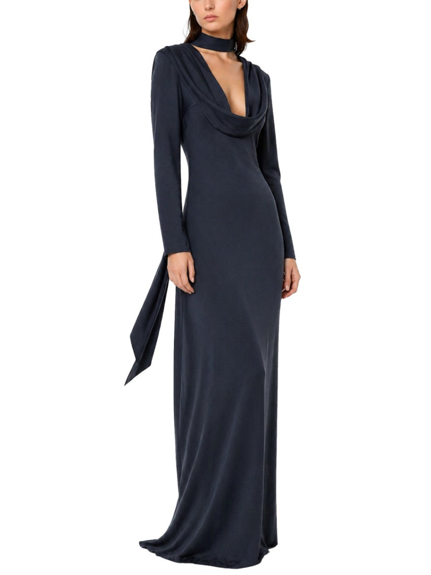 Blue Cowl Neck Maxi Dress 2