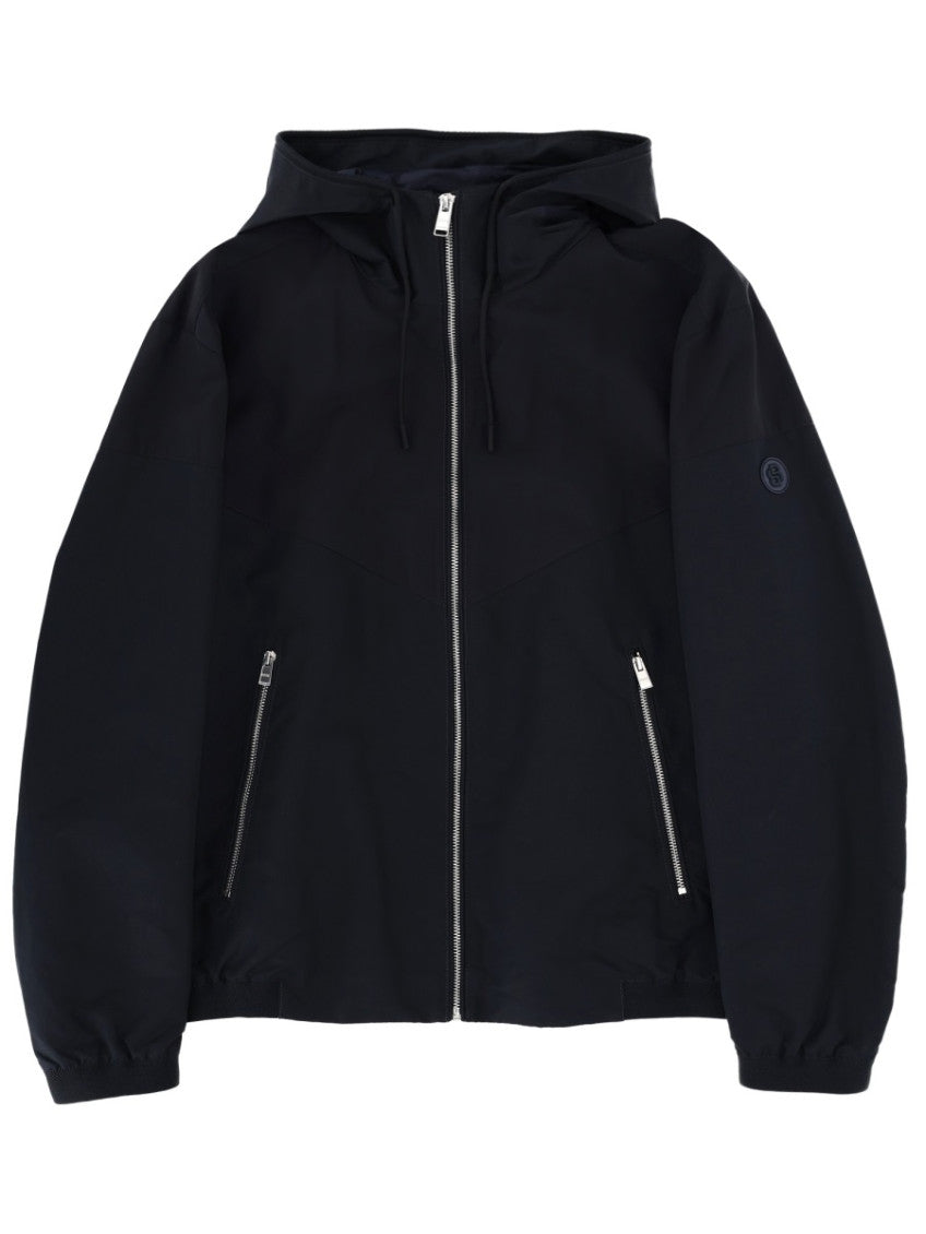 Dark Blue Solid Hood Jacket 1