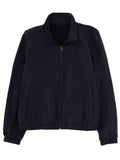 Dark Blue Solid Mock Collar Jacket 1