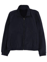 Dark Blue Solid Mock Collar Jacket 1