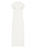 White Logo Shirt Collar Maxi Dress 1