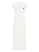White Logo Shirt Collar Maxi Dress 1