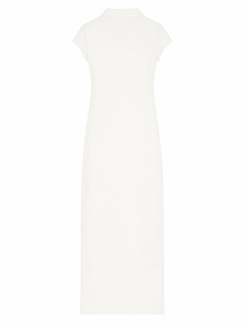 White Logo Shirt Collar Maxi Dress 3