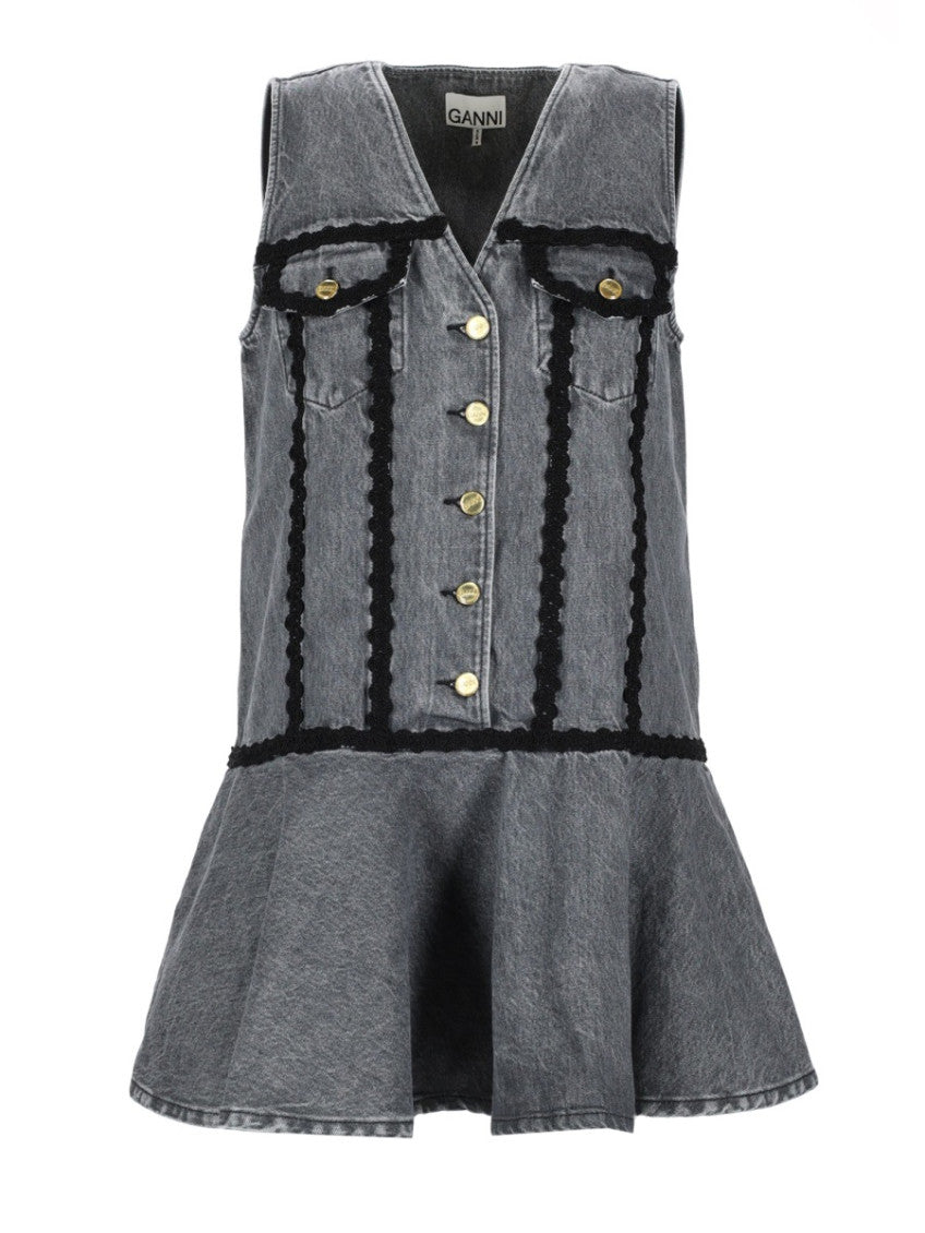 Black V Neck Mini Dress 1