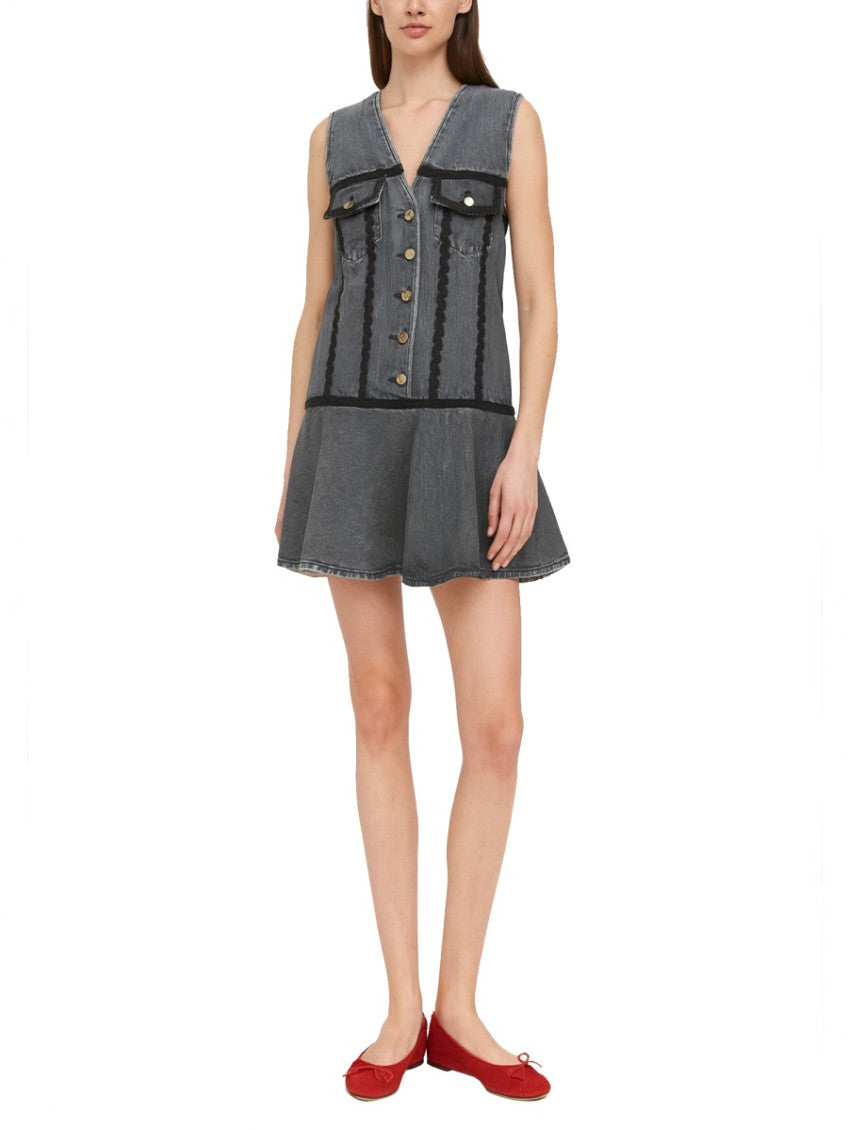 Black V Neck Mini Dress 2