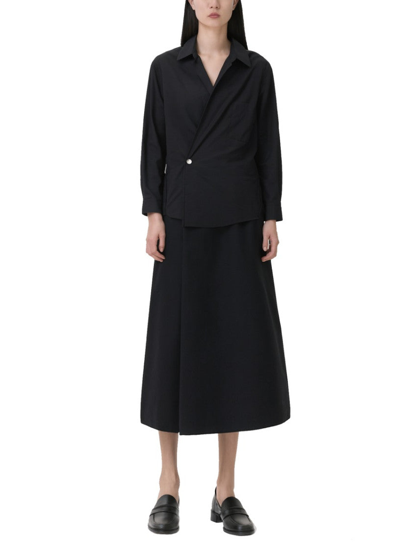 Black Shirt Collar Midi Dress 2