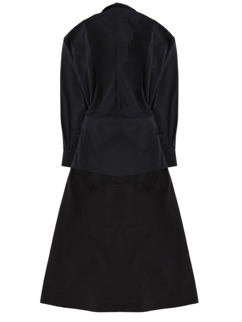 Black Shirt Collar Midi Dress 3