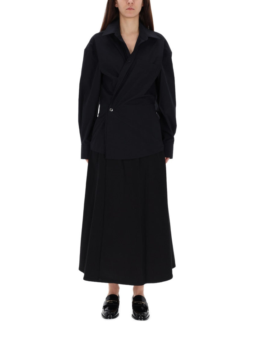 Black Shirt Collar Midi Dress 4