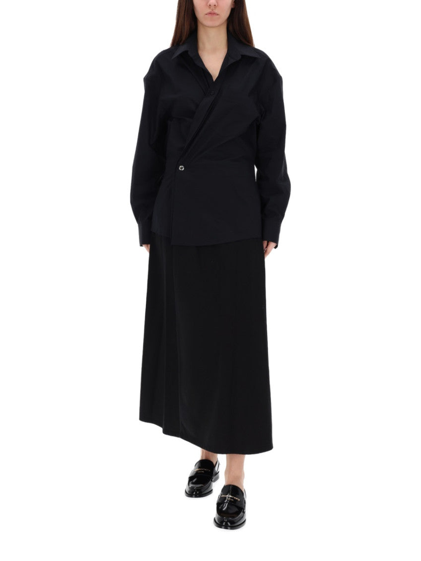 Black Shirt Collar Midi Dress 5