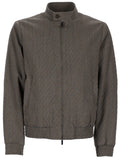 Grey Textured Mandarin Collar Jacket 1