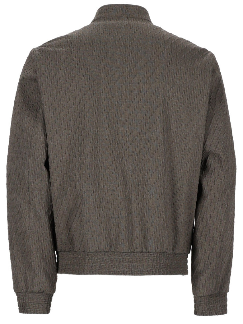 Grey Textured Mandarin Collar Jacket 2