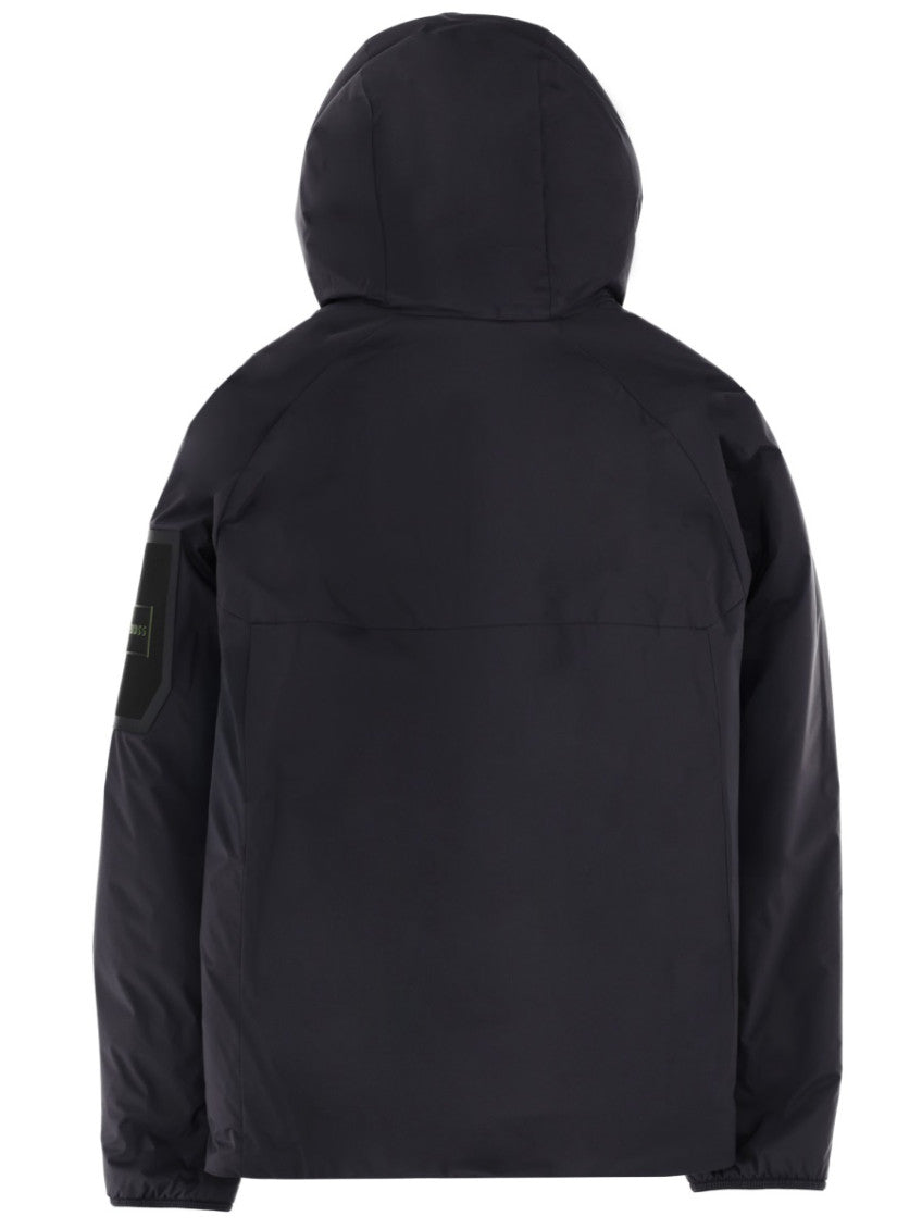 Navy Blue Solid Hood Jacket 2